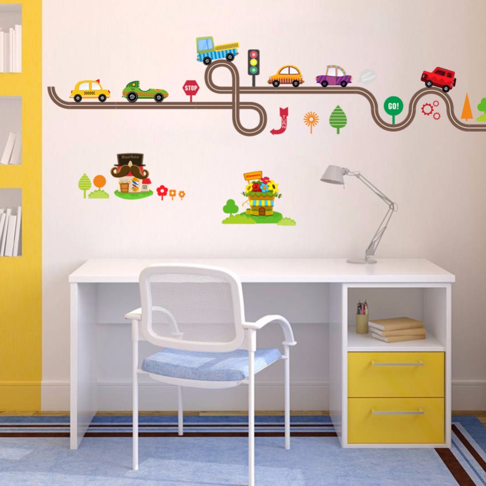 Cute Entertaining Highway Shaped Kid's Wall Sticker