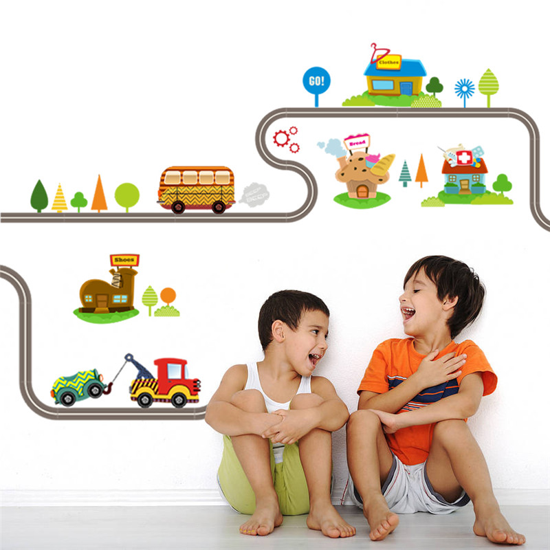 Cute Entertaining Highway Shaped Kid's Wall Sticker