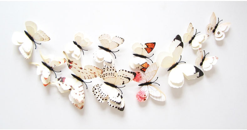 3D Butterfly Colorful Double Layers Wall Stickers 12 pcs Set