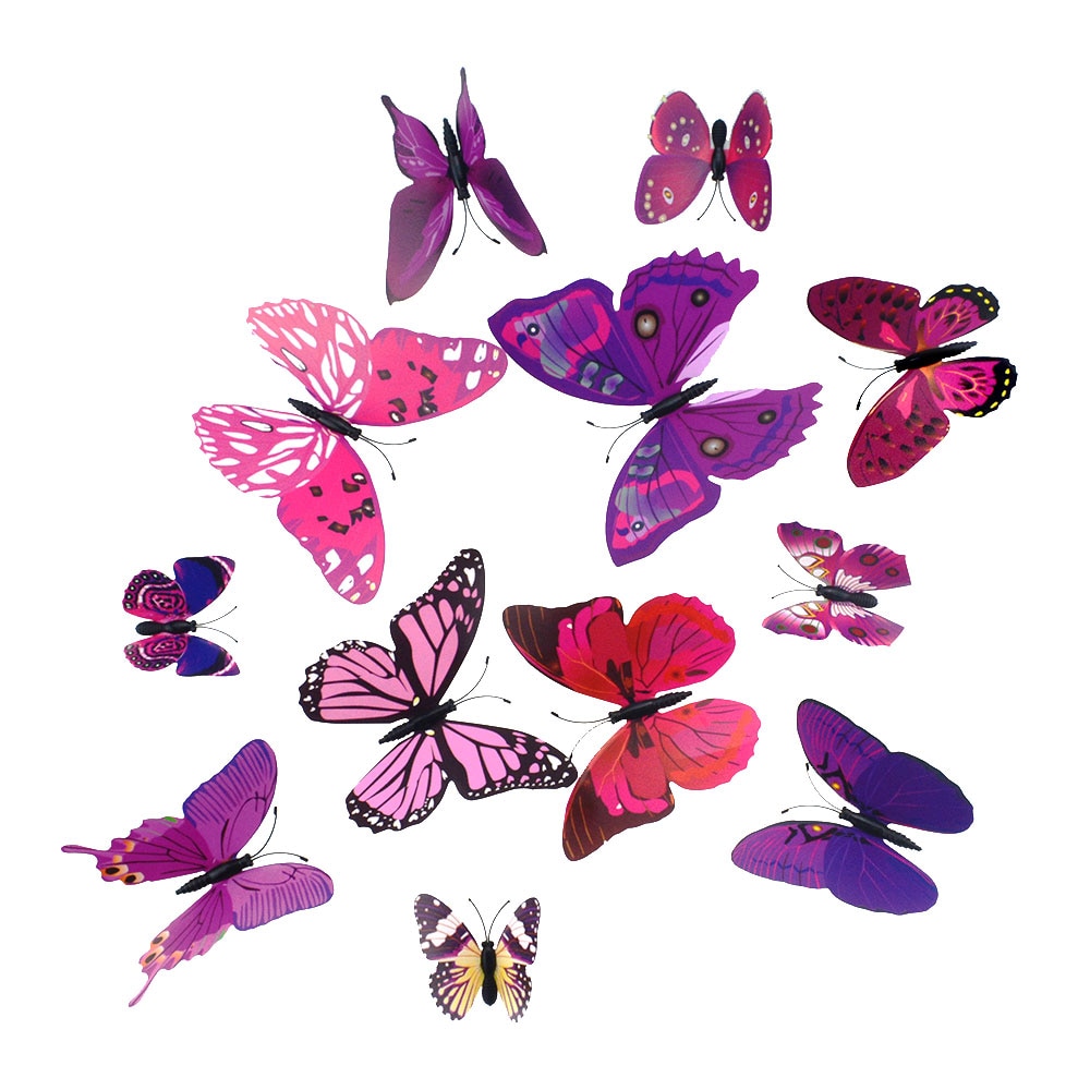 PVC 3D Butterfly Wall Decor Stickers 12 pcs Set