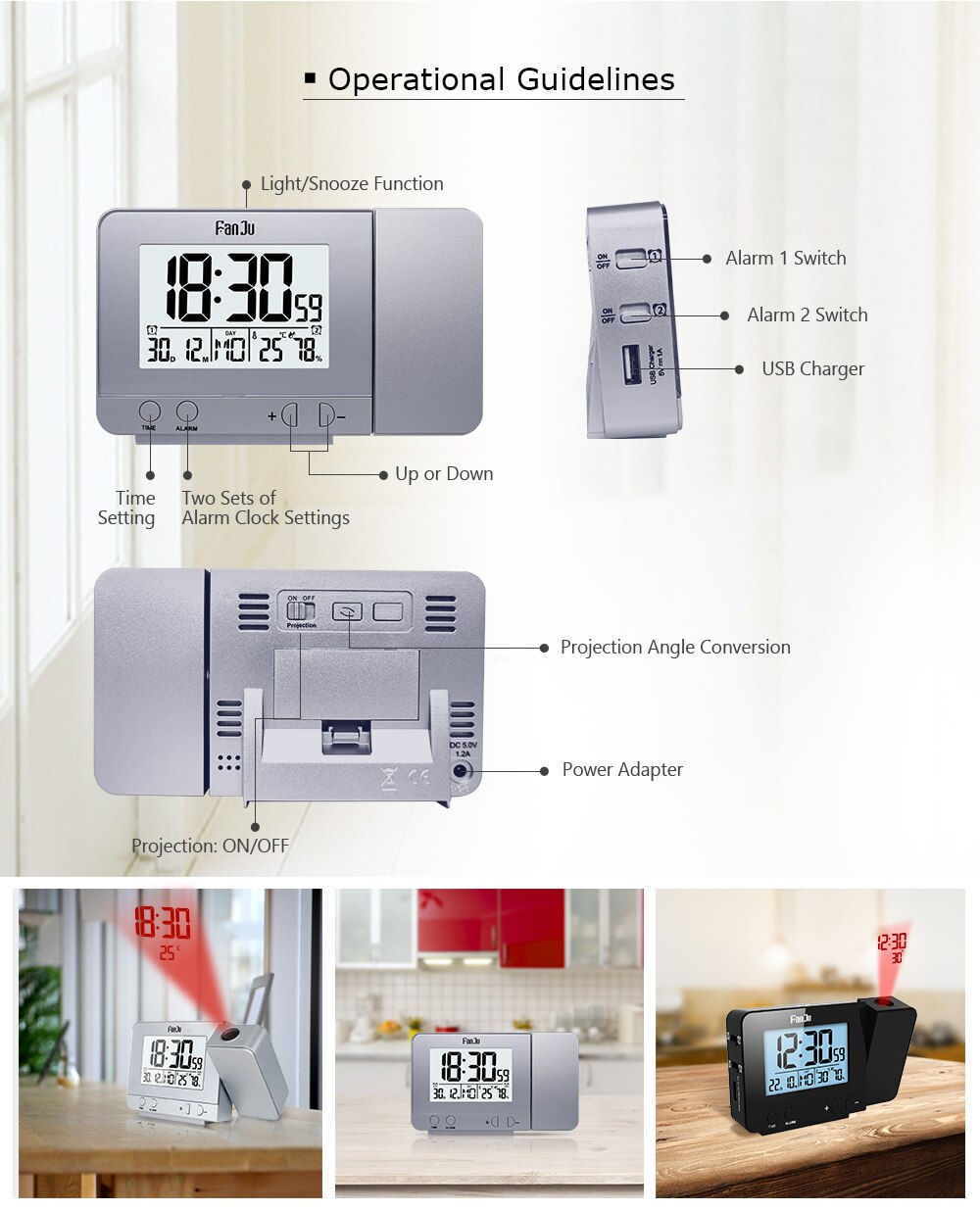 Digital Alarm Clocks with Time Projection
